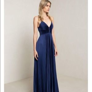 A.L.C Aries pleated navy pleated satin dress